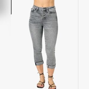 Judy Blue Skinny Fit Capri Jeans,Gray Wash,Button Fly, Hi‎ Rise Women Size 11/30